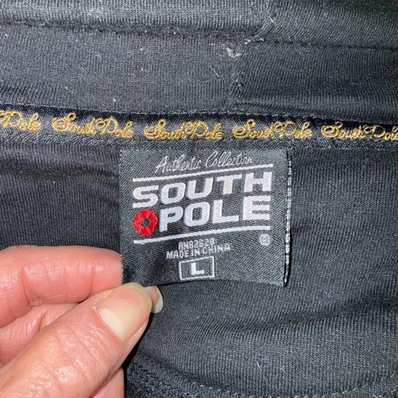 Vintage 2000s South Pole All over logo hoodie zippered pockets Mens Large - Picture 9 of 10